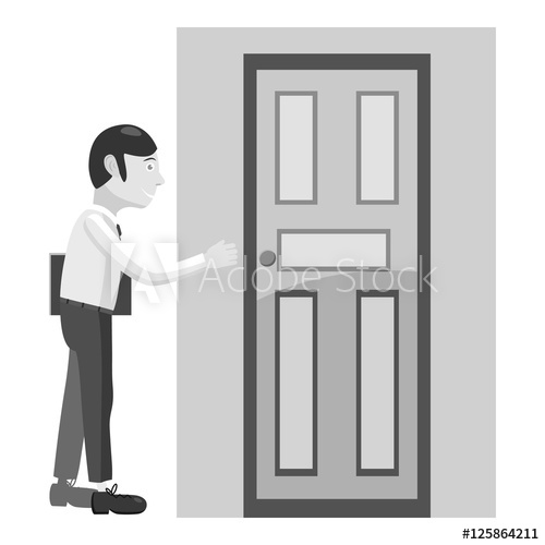 500x500 Businessman Opens Door Icon Gray Monochrome Illustration