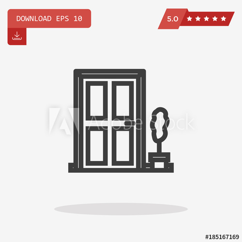 500x500 Door Icon In Trendy Flat Style Isolated On Grey Background Vect