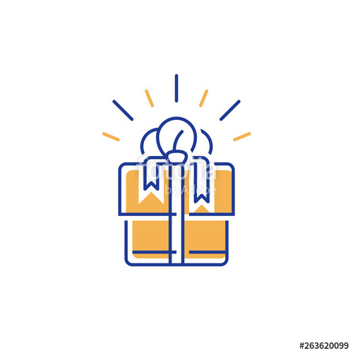 500x500 Linear Gift Box Icon, Surprise Present, Win Special Prize, Redeem