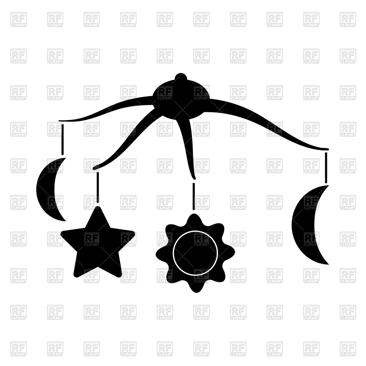 1200x1200 Degrees Rotating Hanging Rattles Black Icon Vector Image