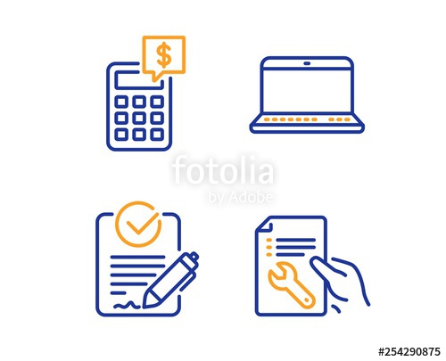 500x405 Rfp, Notebook And Calculator Icons Simple Set Repair Document