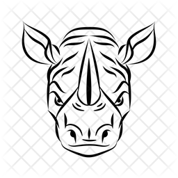 256x256 Rhino Mascot Icon Of Line Style