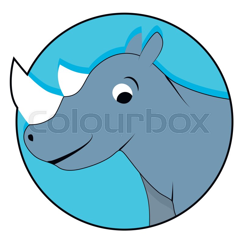 800x800 Rhinoceros Icon Flat Sticker Rhino Stock Vector Colourbox