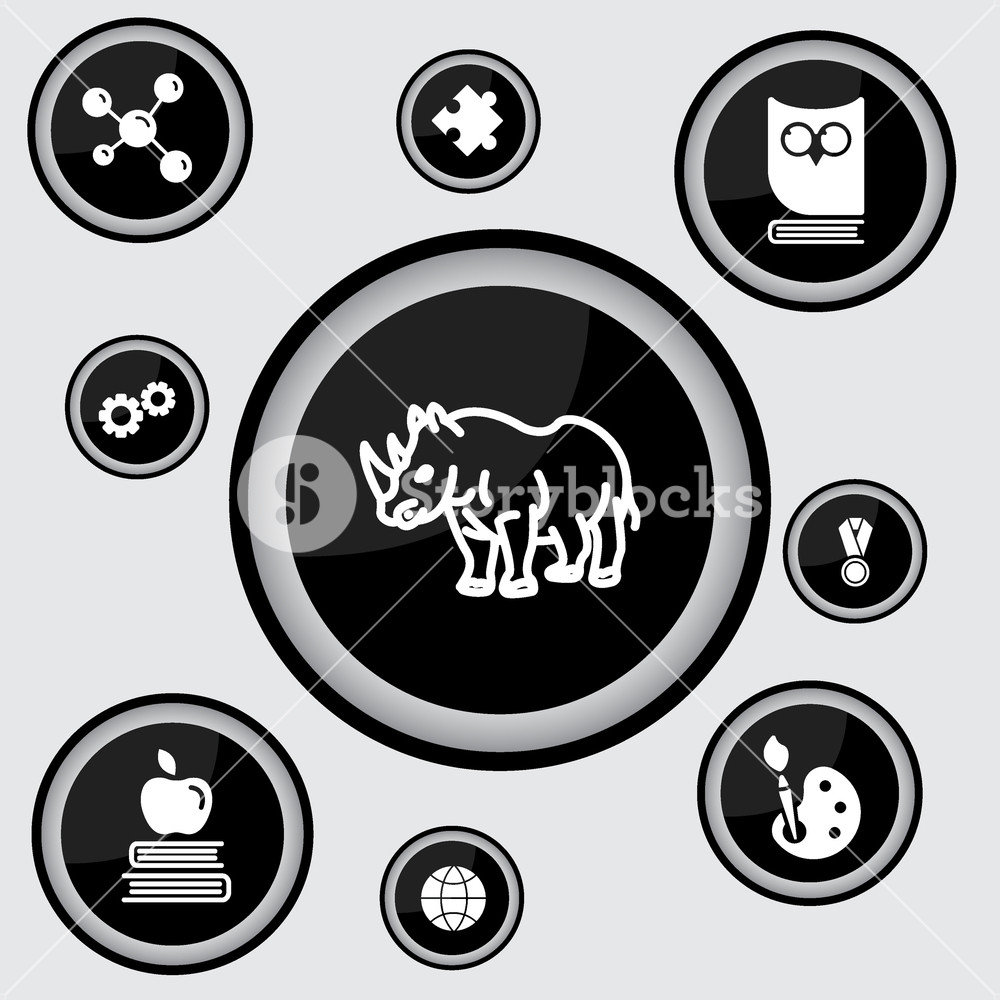 1000x1000 Web Line Icon Rhinoceros Wild Animals Royalty Free Stock Image