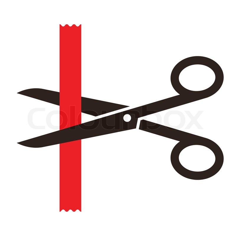 800x800 Scissors Cutting A Red Ribbon Isolated Stock Vector Colourbox