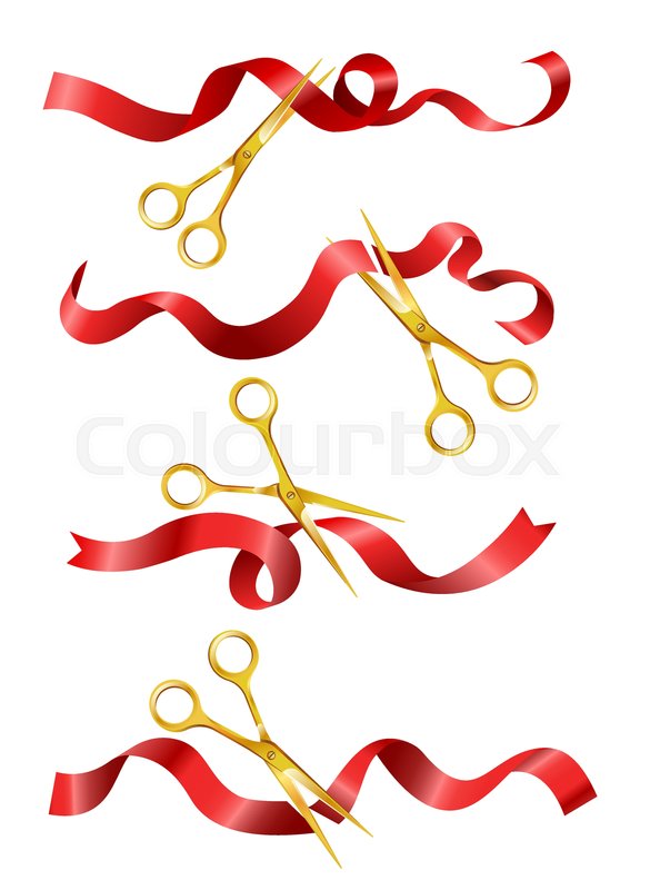 585x800 Scissors Cutting Red Ribbon Symbol For Stock Vector Colourbox