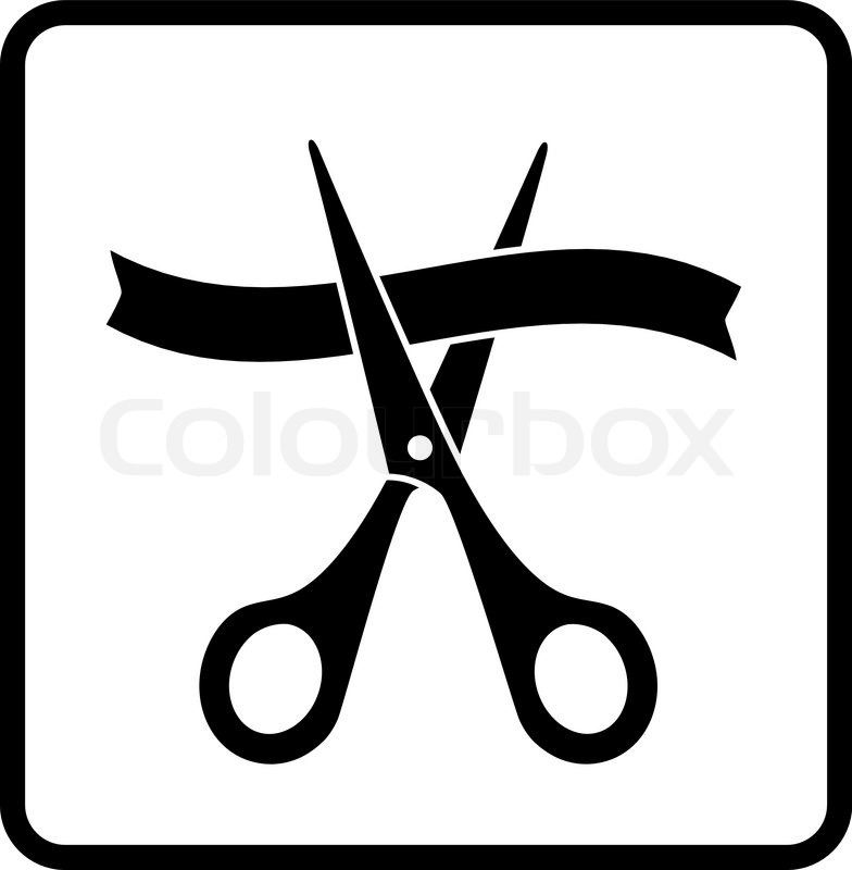 784x800 Sign With Scissors Cutting Ribbon In Stock Vector Colourbox