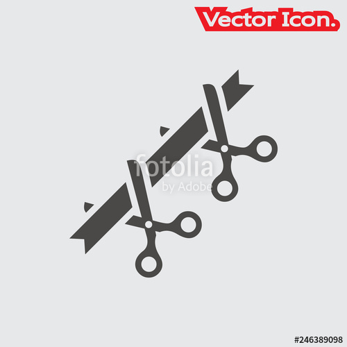 500x500 Ceremony Ribbon Cut Icon Isolated Sign Symbol And Flat Style