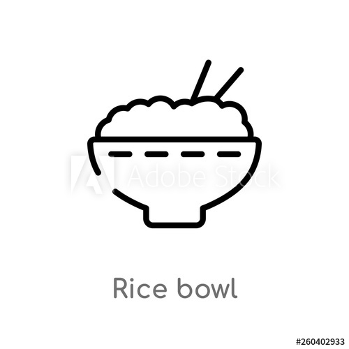 Outline Rice Bowl Vector Icon Isolated Black Simple Line Element 500x500 Outline Rice Bowl Vector Icon Isolated Black Simple Line Element