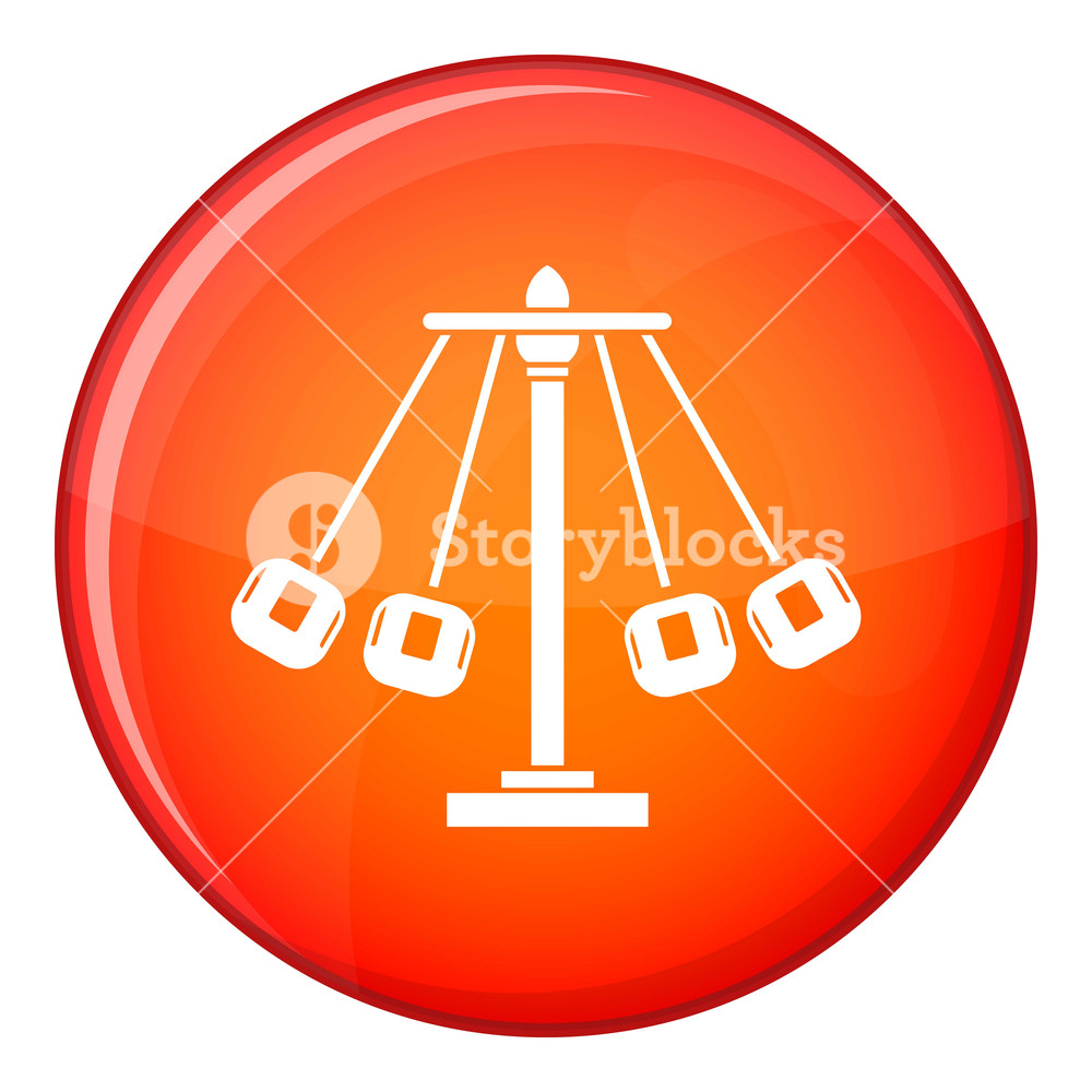 1000x1000 Carnival Swing Ride Icon In Red Circle Isolated On White