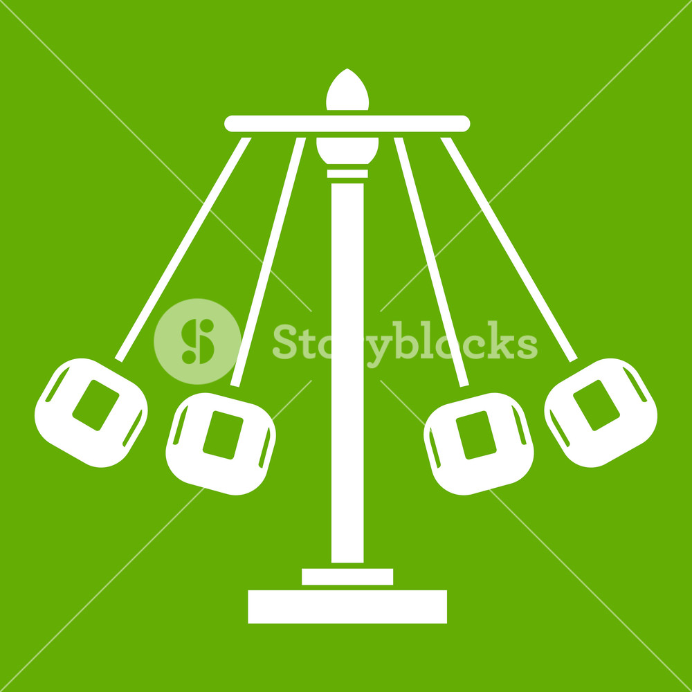 1000x1000 Carnival Swing Ride Icon White Isolated On Green Background
