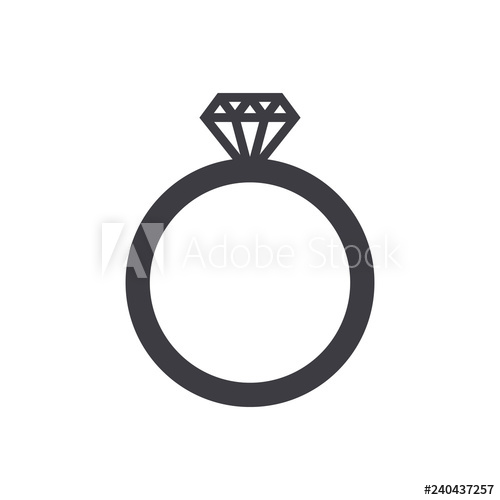 500x500 Wedding Ring Icon, Modern Minimal Flat Design Style Diamond Ring