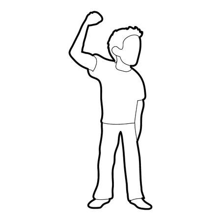 450x450 Riot Of Man Icon In Outline Style Isolated On White Vector