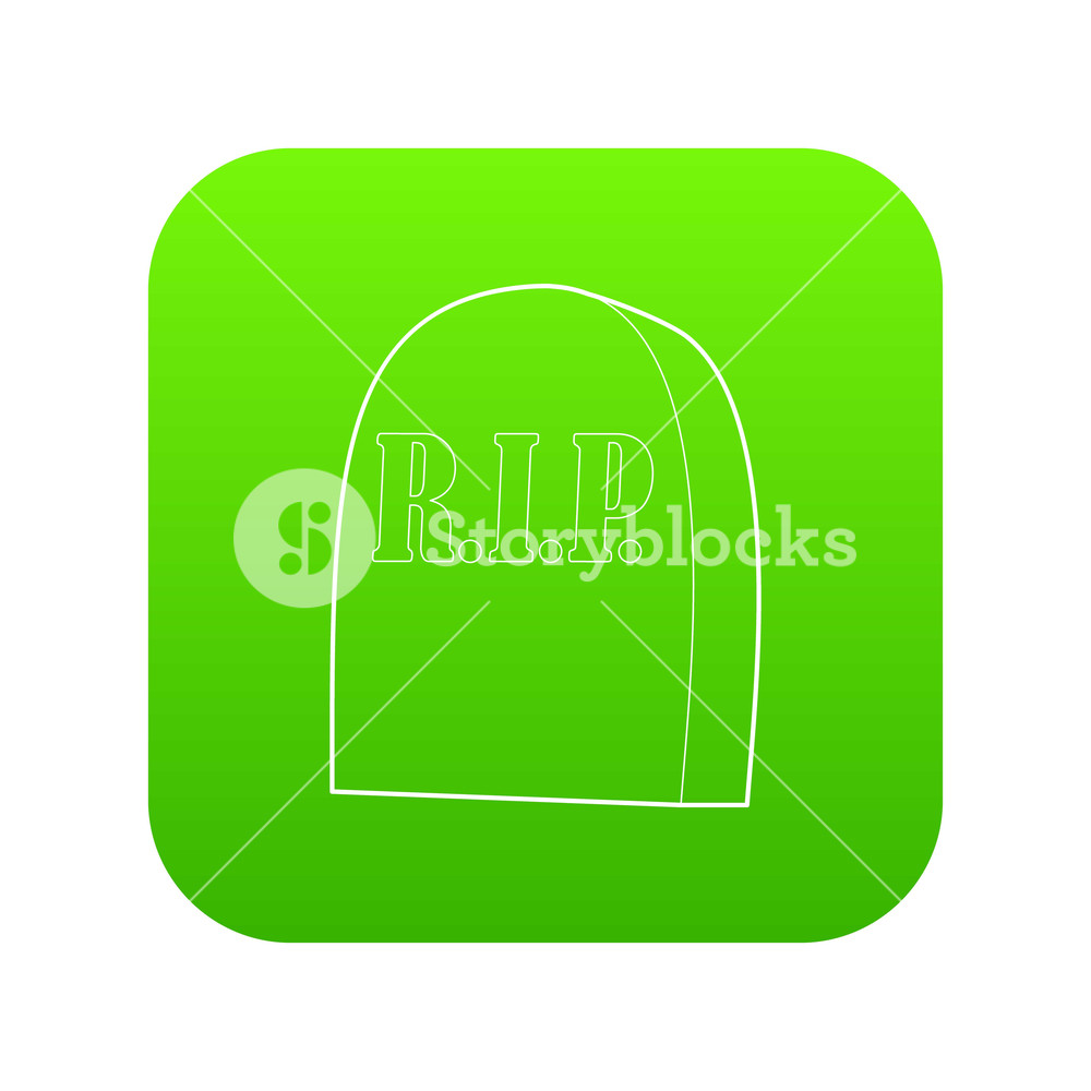 1000x1000 Tombstone With Rip Icon Green Vector Isolated On White Background