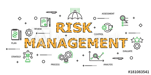 500x250 Modern Flat Thin Line Icon Set In Concept Of Risk Management