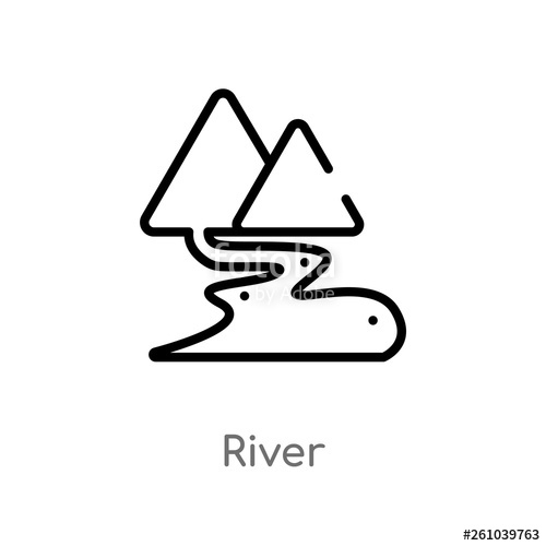 500x500 Outline River Vector Icon Isolated Black Simple Line Element