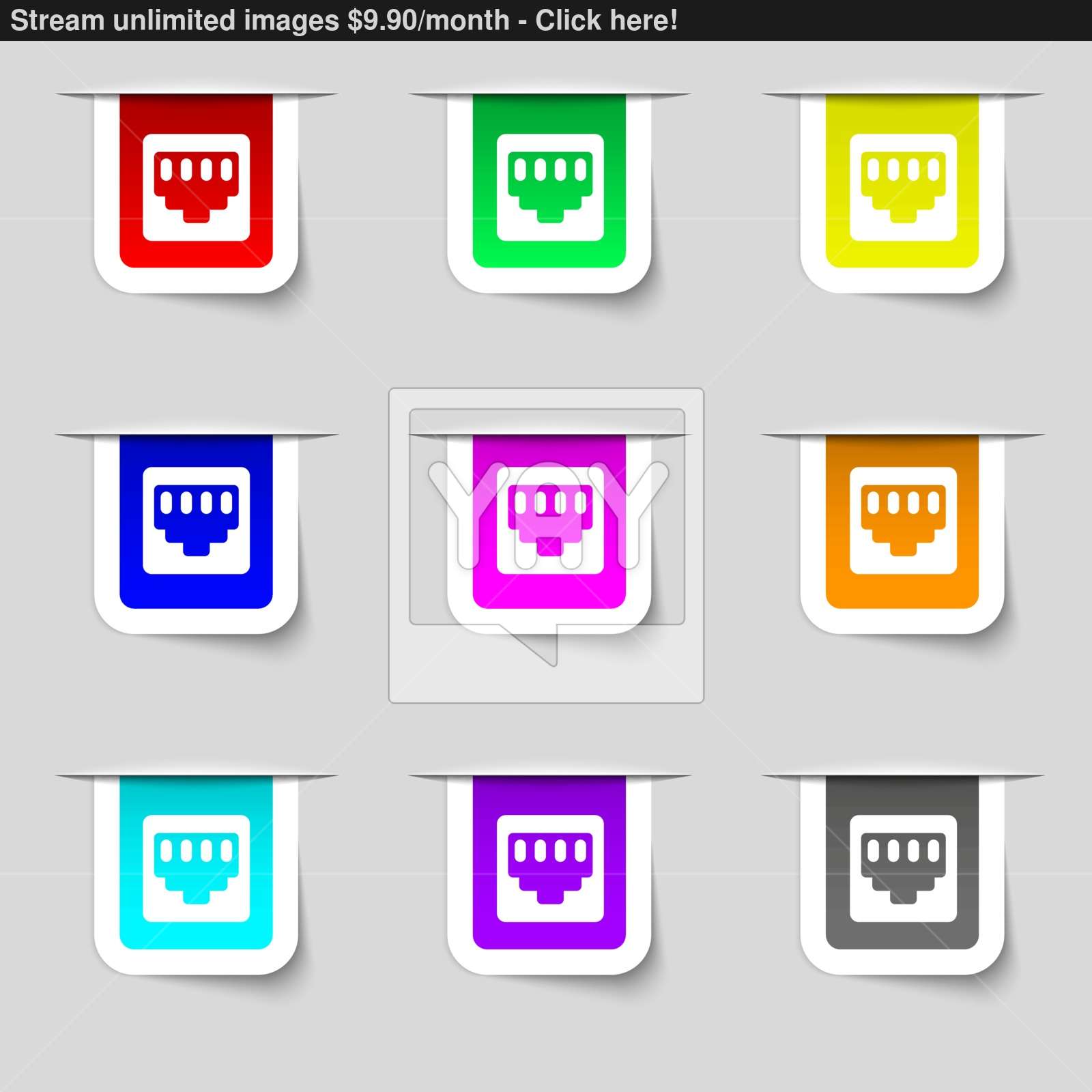 1600x1600 Cable Patch Cord Icon Sign Set Of Multicolored Modern