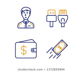 321x280 Computer Cables, Dollar Wallet And Businessman Person Icons Simple