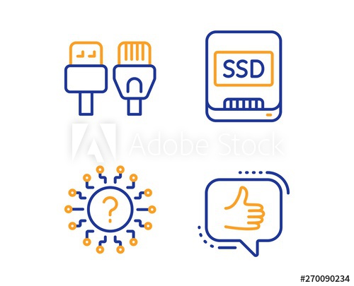 500x405 Computer Cables, Question Mark And Ssd Icons Simple Set Like Sign