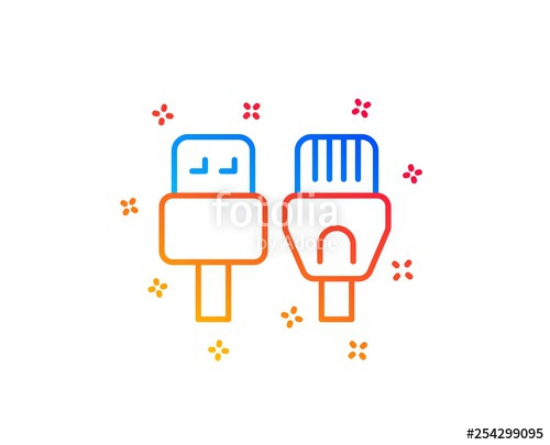 500x405 Computer Cables Line Icon Usb, Connection Wires Gradient