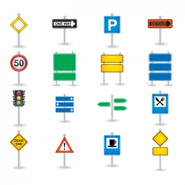 626x626 Road Sign Icon Set Vector Free Download