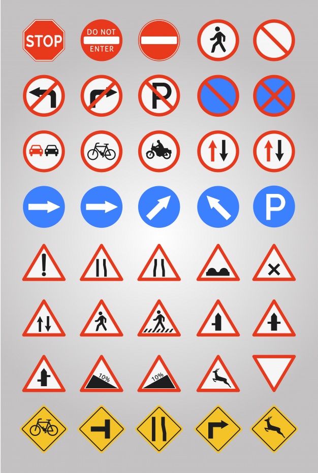 626x932 Road Signs Icon Collection Vector Free Download