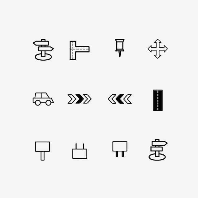 640x640 Icon Black And White Road Sign, Icon, Black And White Icon, Road