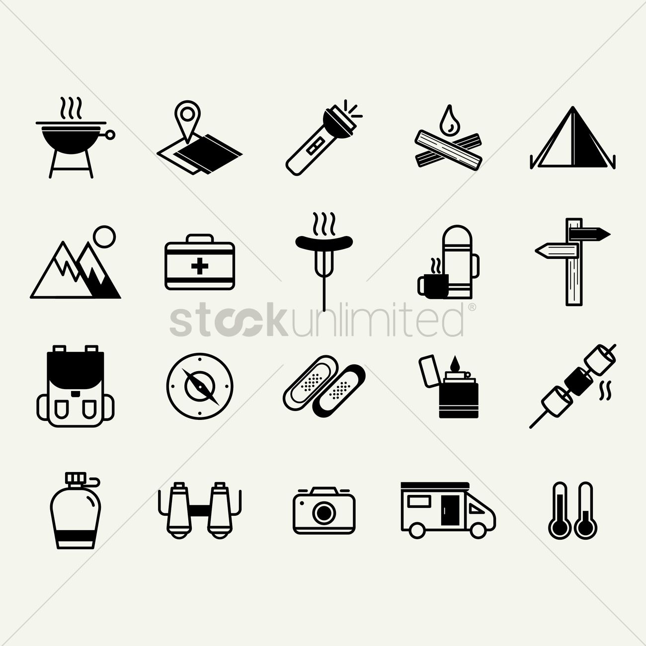 Camping And Road Trip Icons Vector Image 1300x1300 Camping And Road Trip Icons Vector Image