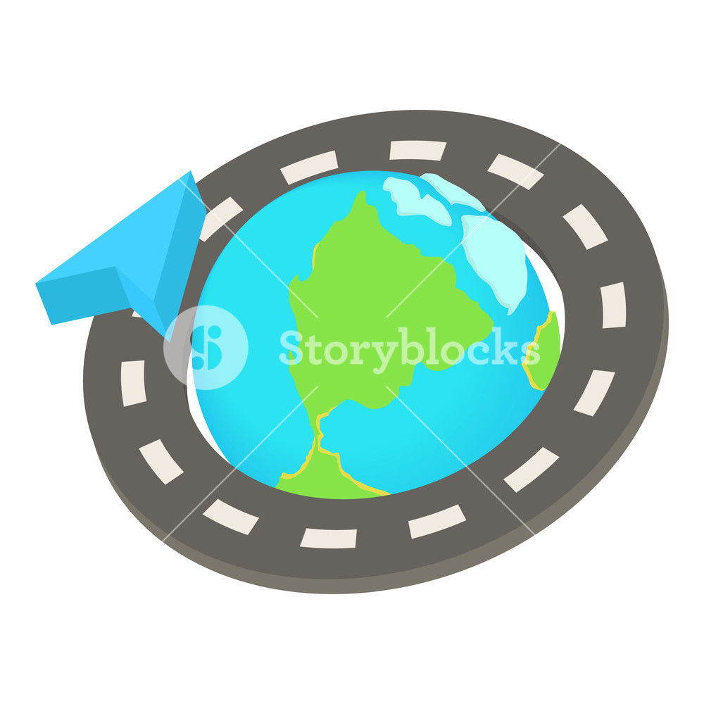 Round The World Road Trip Icon In Cartoon Style Isolated On White 1000x1000 Round The World Road Trip Icon In Cartoon Style Isolated On White