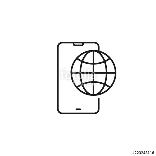 500x500 Line Mobile Roaming Icon On White Background Stock Image