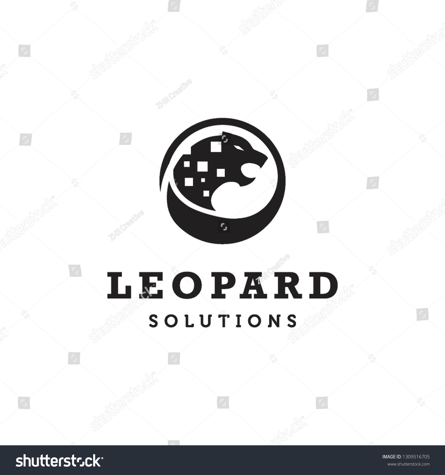 1500x1600 Leopard Head Roar In Circle Flat Black With Digital Solutions