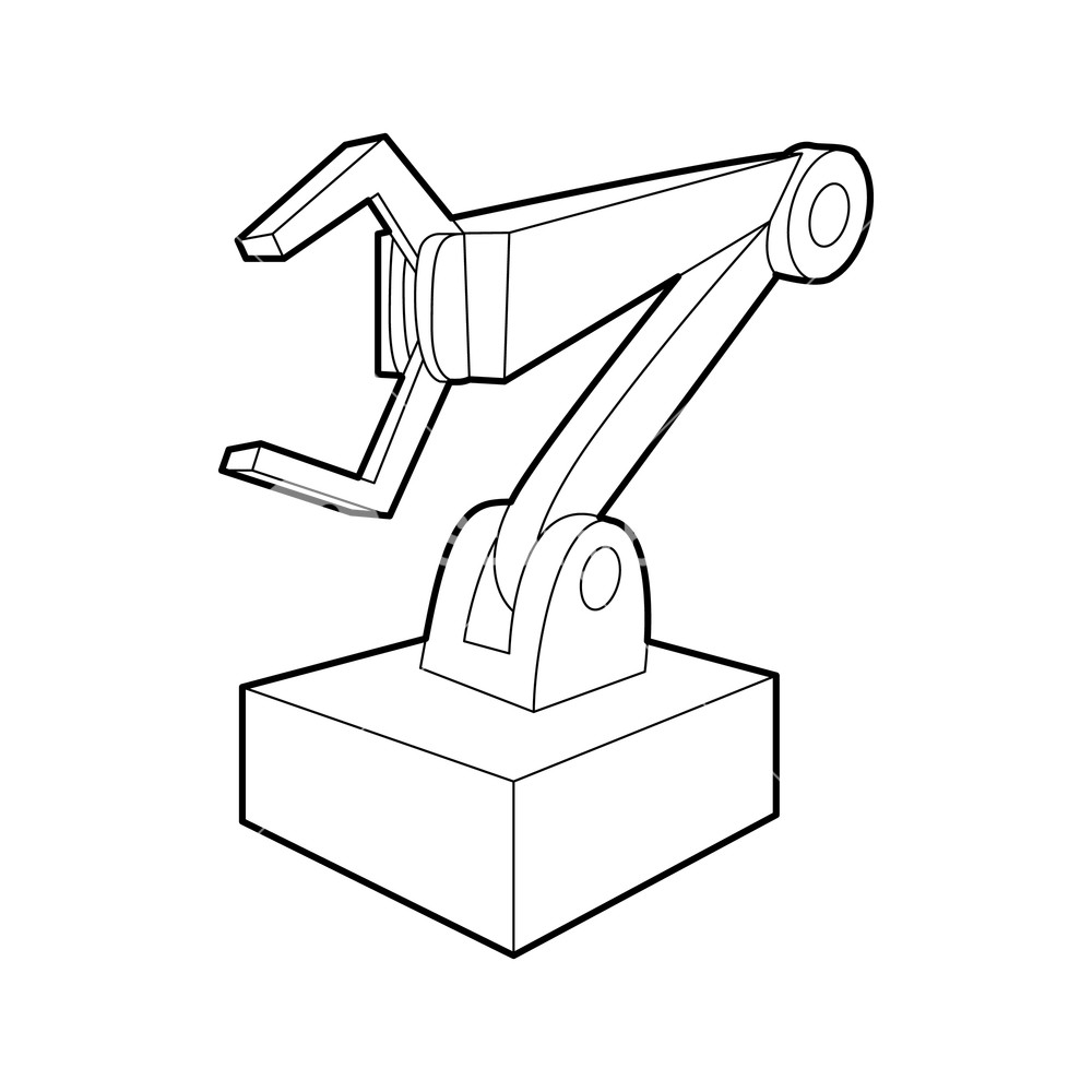 Robotic Arm Icon In Outline Style Isolated On White Background 1000x1000 Robotic Arm Icon In Outline Style Isolated On White Background