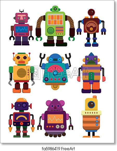 450x580 Free Art Print Of Cartoon Color Robot Icon Cartoon Color Robot