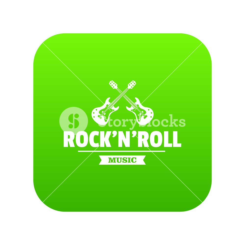 1000x1000 Rock N Roll Icon Green Vector Isolated On White Background Royalty