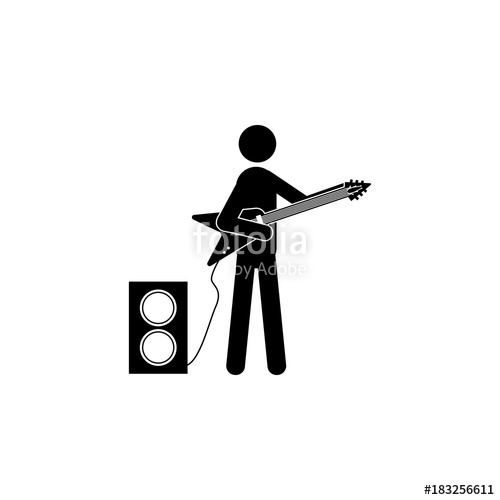 500x500 Player Rock Band Star Electric Guitar Icon Silhouette