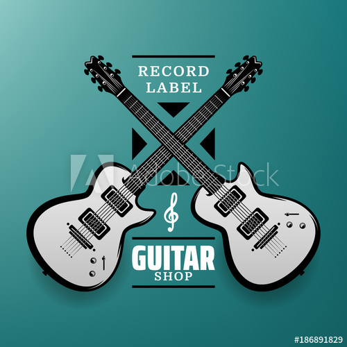 500x500 Retro Styled Guitar Shop Logo And Labels Template Vintage Music