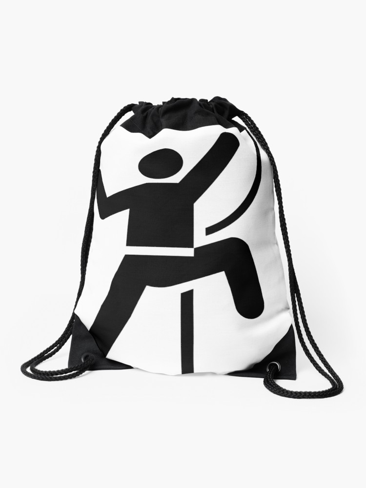 750x1000 Simple Black And White Rock Climbing Icon Drawstring Bag