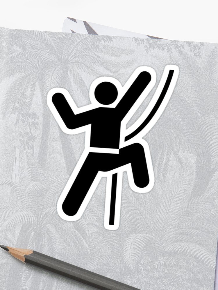 750x1000 Simple Black And White Rock Climbing Icon Sticker
