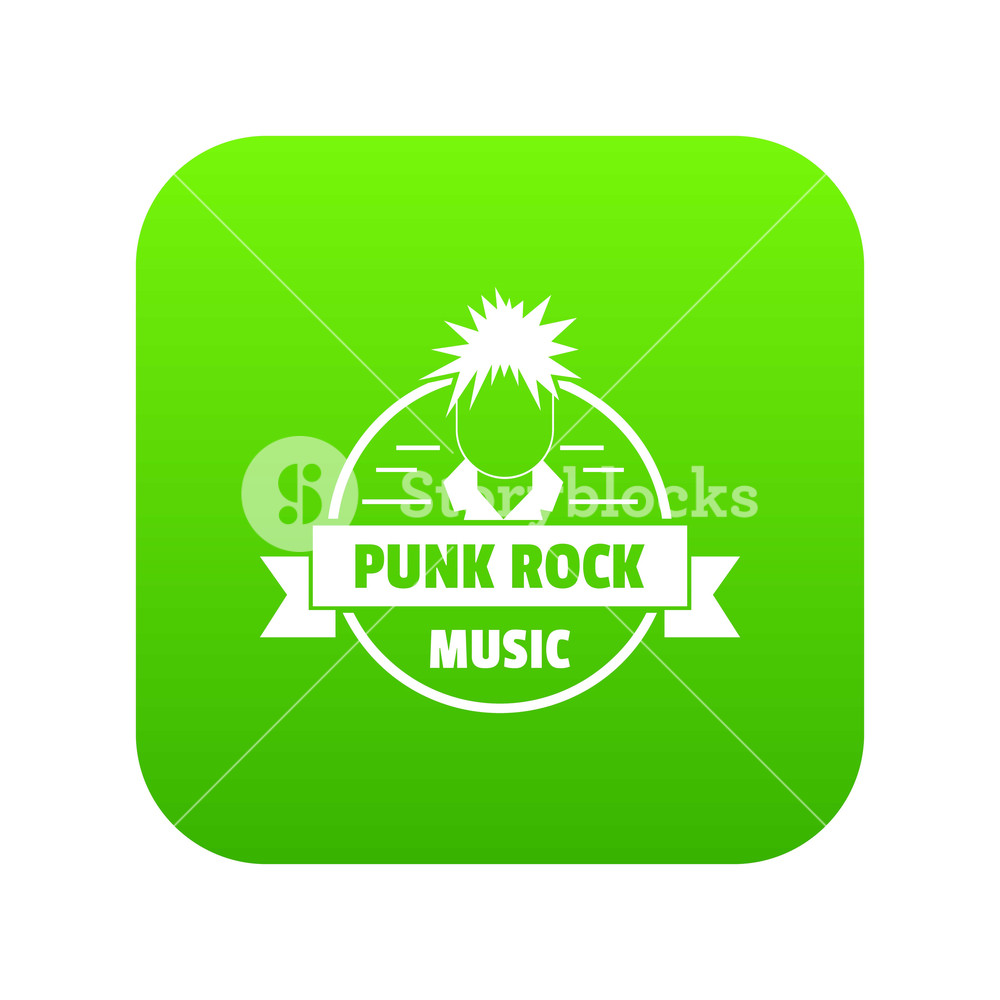 1000x1000 Punk Rock Music Icon Green Vector Isolated On White Background