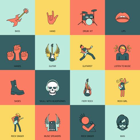 490x490 Rock Music Icons Flat Line