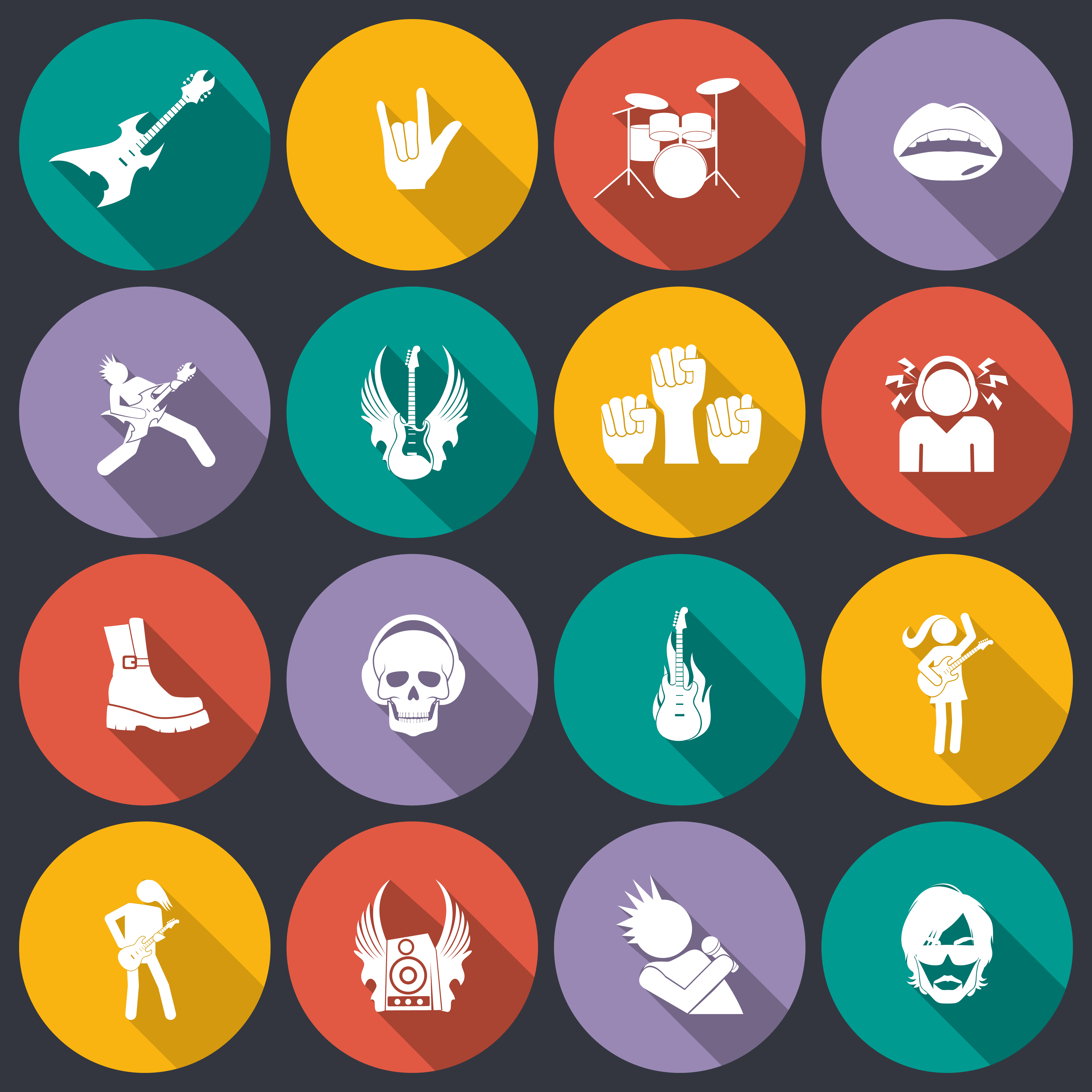 4000x4000 Rock Music Icons Flat