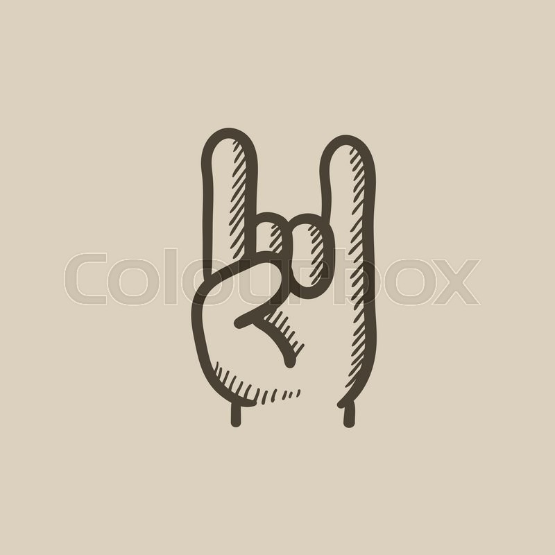 800x800 Rock And Roll Hand Sign Vector Sketch Stock Vector Colourbox