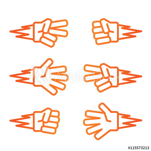 500x500 Rock Paper Scissors Gradient Orange Icon On White Background