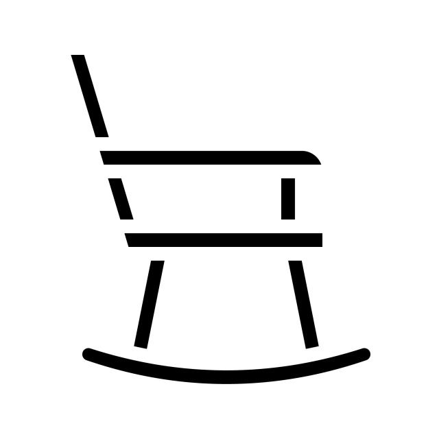 640x640 Rocking Chair Icon With Glyph Style Vector Illustration