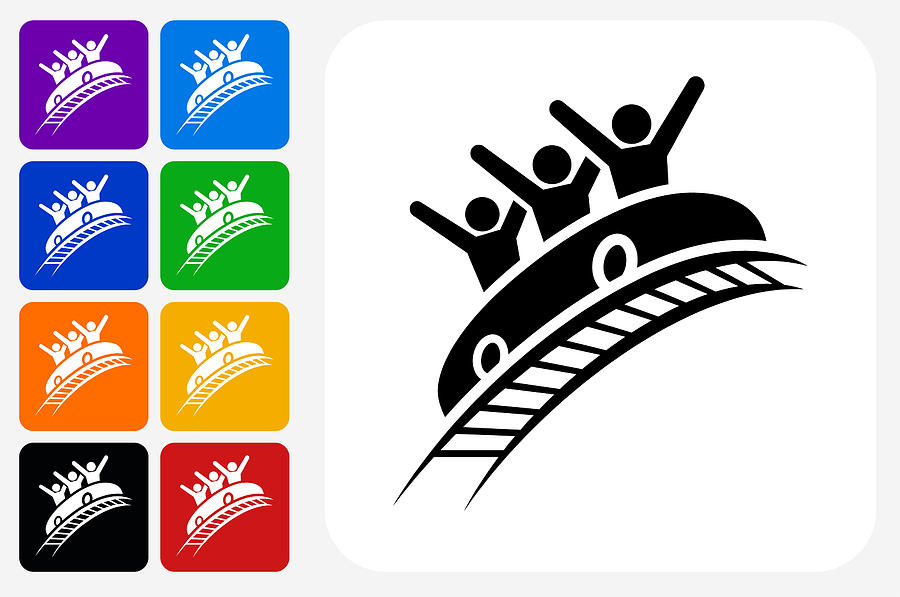 900x597 Roller Coaster Icon Square Button Set