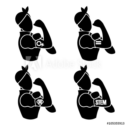 500x500 Icon Set Of Cartoon Woman With Can Do Attitude Rolling Up Her