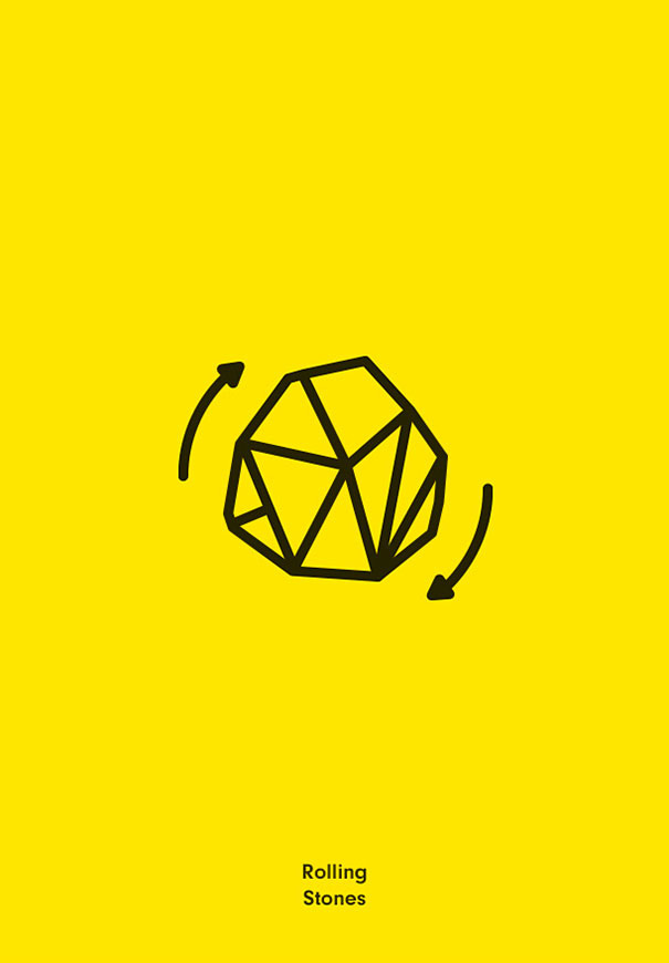 605x870 Minimalistic Literal Icons Represent Names Of Famous Rock Bands