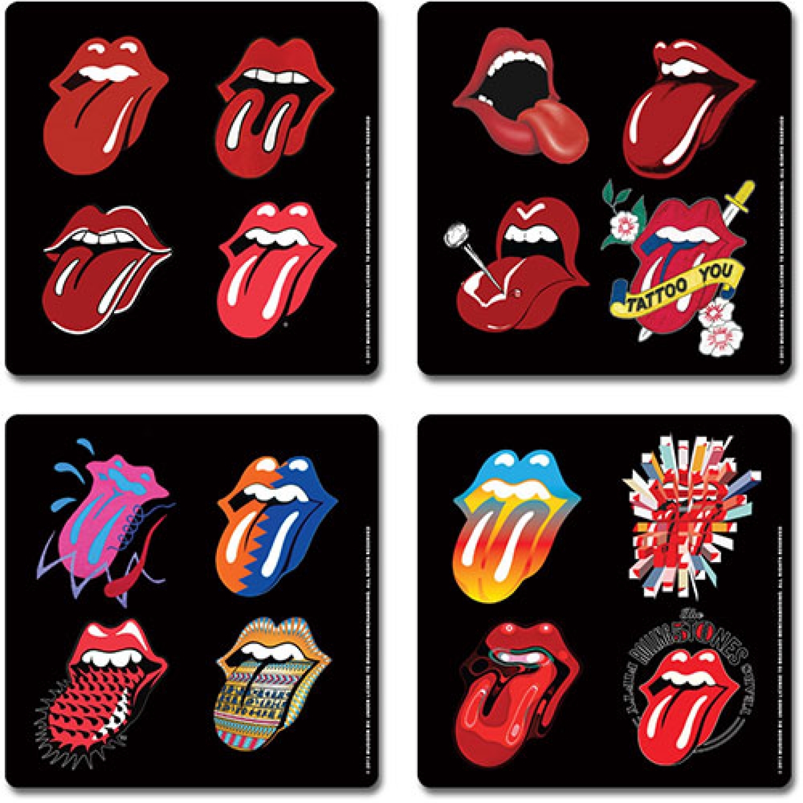 1600x1600 Rolling Stones Tongue Evolution Coaster Set