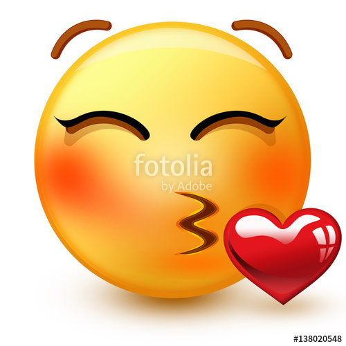 500x500 Cute Kissing Face Emoticon Or Very Romantic Emoji Throwing