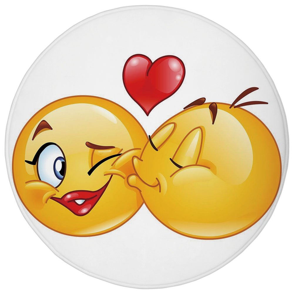 1001x1001 Round Rug Mat Carpet,emoji,romantic Flirty Loving